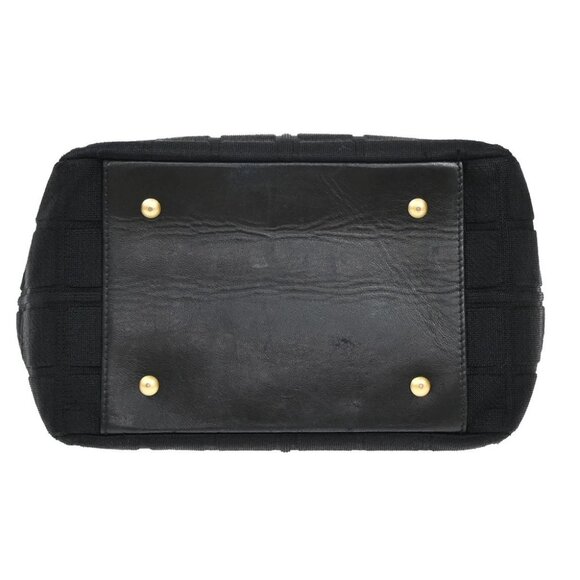 CHANEL CC Logo Chocolate Bar Shoulder Bag Canvas Leather Black GHW Italy - Picture 5 of 14